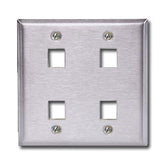 Hubbell SSF204 4 Port Double Gang Stainless Steel Faceplate